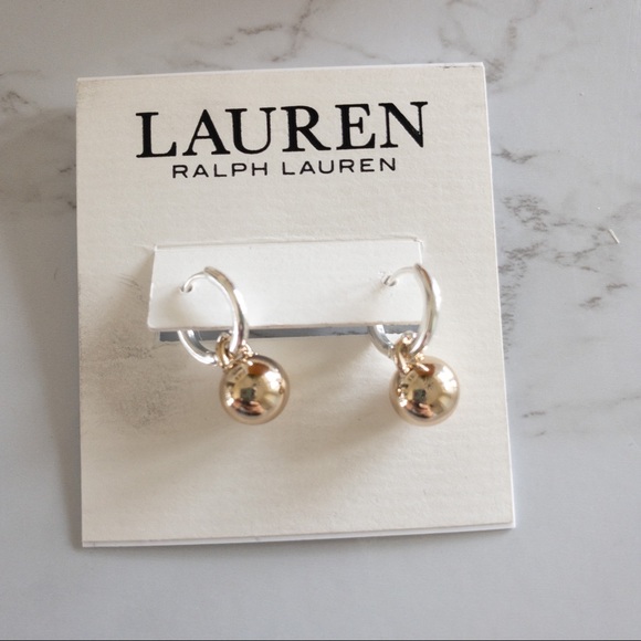 Lauren Ralph Lauren Two-Tone Bead Charm Hoop Earring - Picture 3 of 3